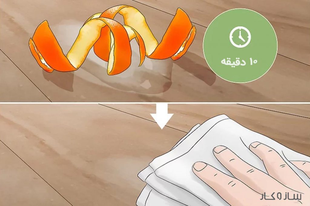 پاک کردن چسب روی چوب با پرتقال
